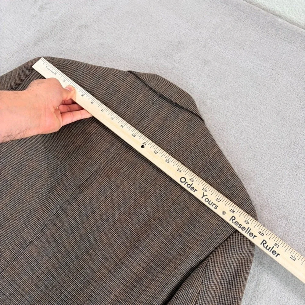 Vintage Ralph Lauren Blazer Sport Coat Men 42L Brown 100% Wool Houndstooth